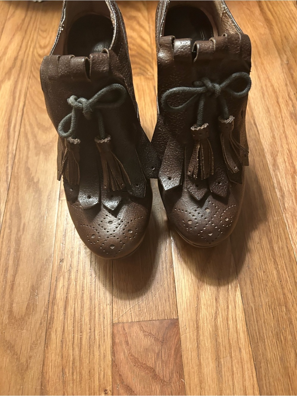 Frye Women’s Preppy Dark Brown Leather 6M Naiya Kiltie Oxford Platform Booties - Picture 2 of 8